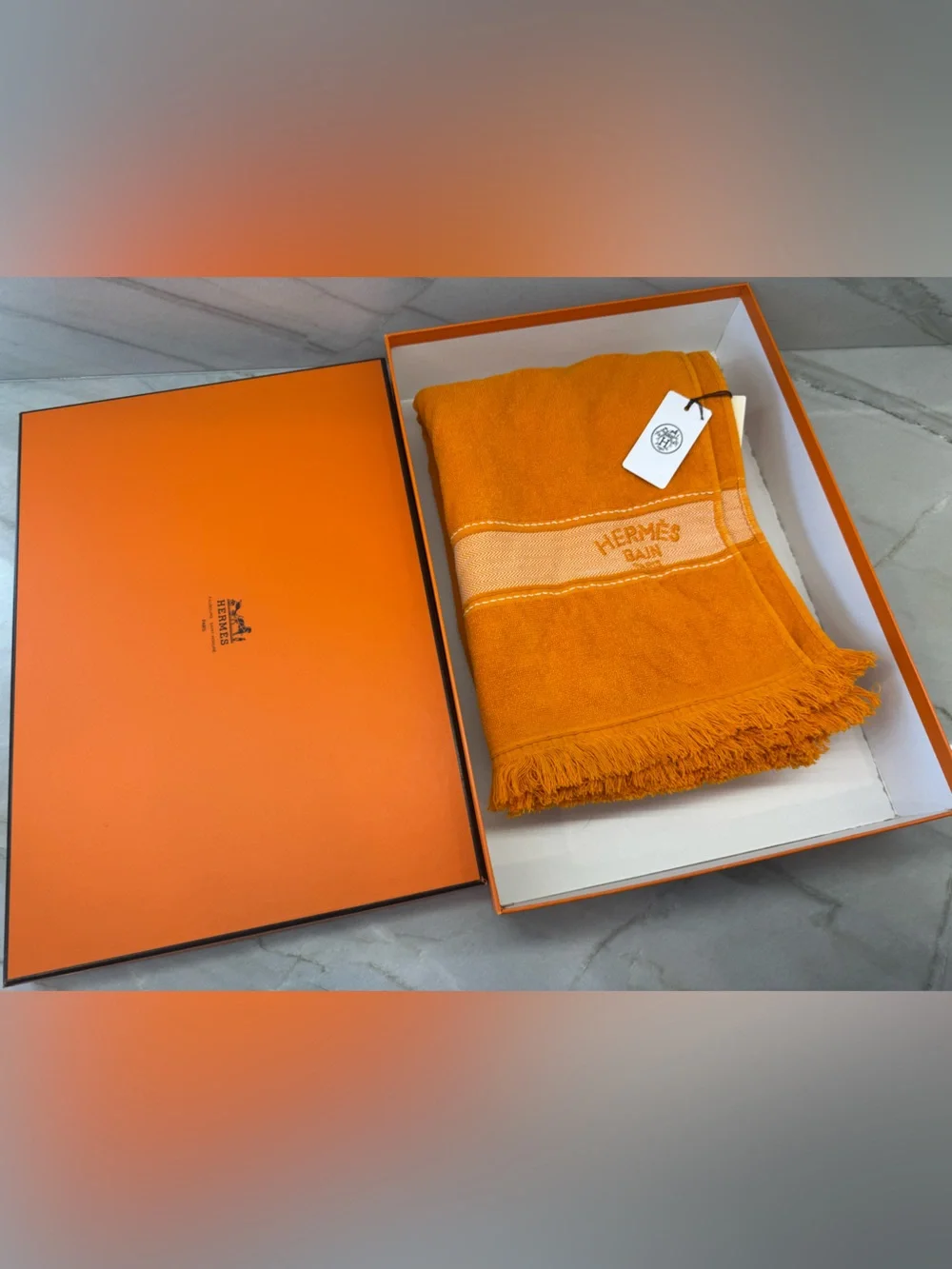 NWT Hermes Yachting Beach Towel Orange